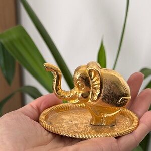 Golden Elephant Decorative Dish Ring Holder Trinket Decor